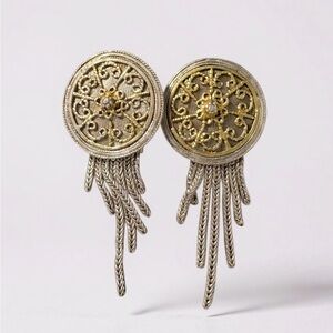 Anatoli vintage silver and gold vermeil two-tone fringe post earrings